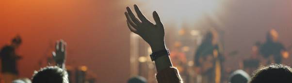 A picture of a live performance and a crowd

Description automatically generated