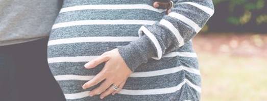 Gray and White Striped Maternity Dress