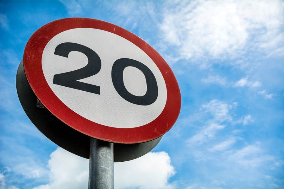 A 20mph speed limit sign