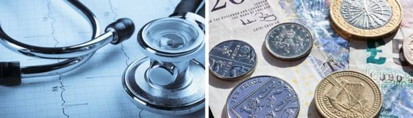 A stethoscope and money 